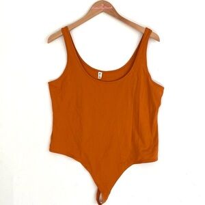 BP. Womens Bodysuit Top Orange Rust Amber Sleeveless Scoop Stretch Plus, Size 1X